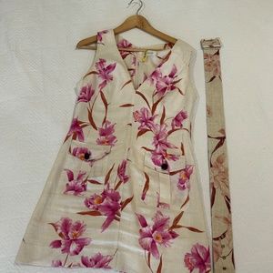 Zimmerman Belted Floral Linen Safari Dress